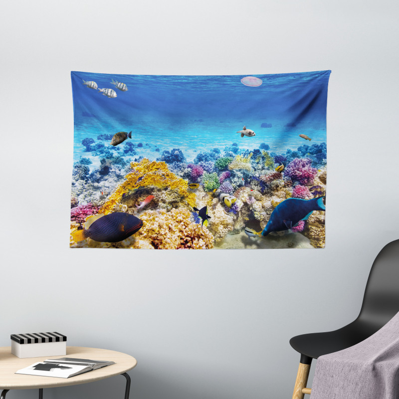 Ocean Corals Goldfish Wide Tapestry