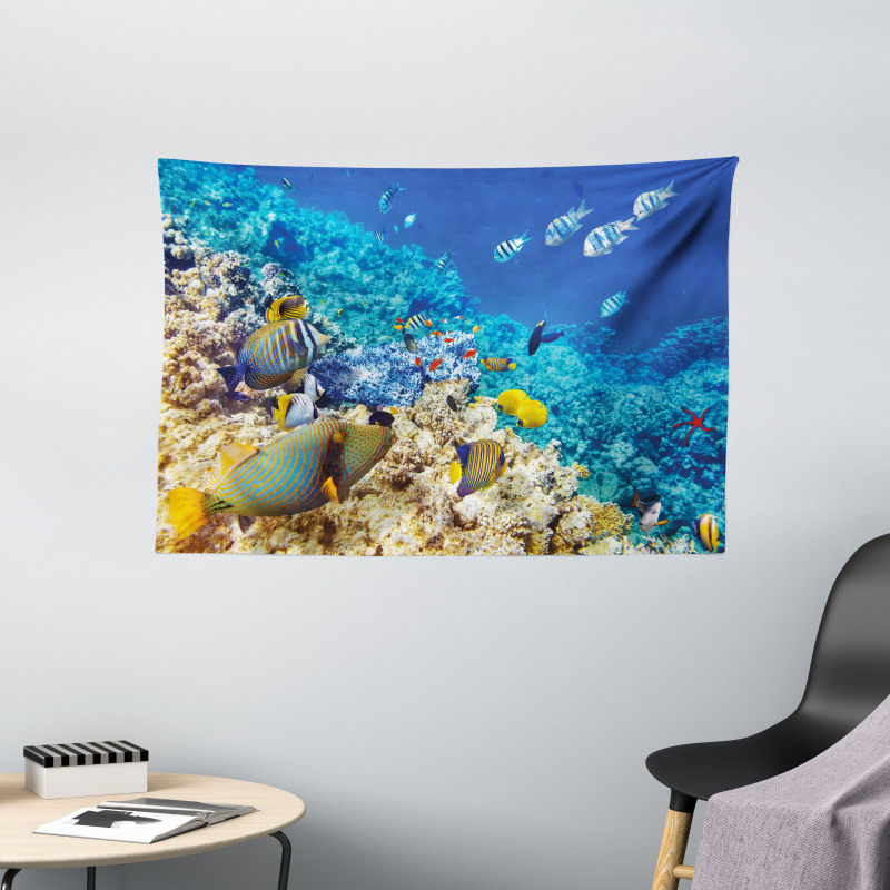 Aquatic Corals Wide Tapestry