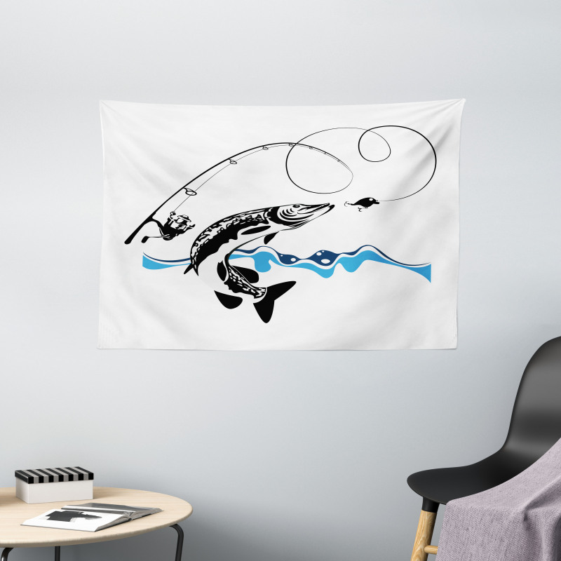 Hand Drawn Art Nautical Wide Tapestry