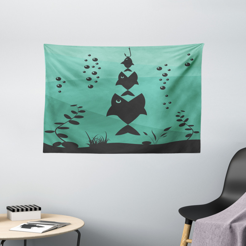 Underwater Life Themed Wide Tapestry