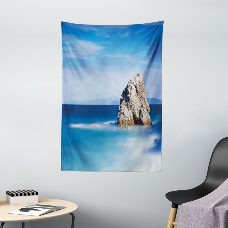 Rock in Ocean Serenity Tapestry