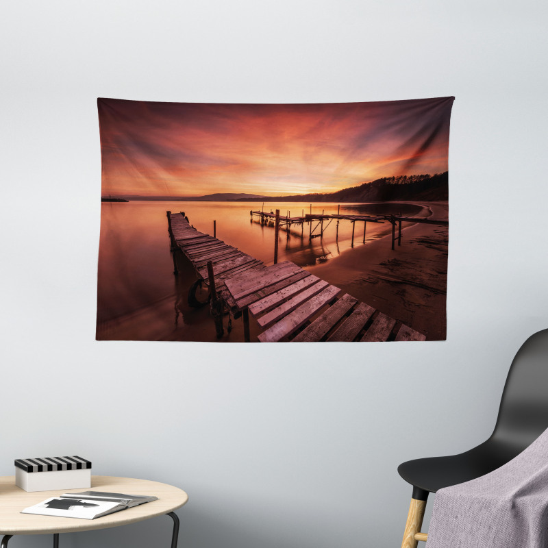 Twilight at Seaside Wide Tapestry