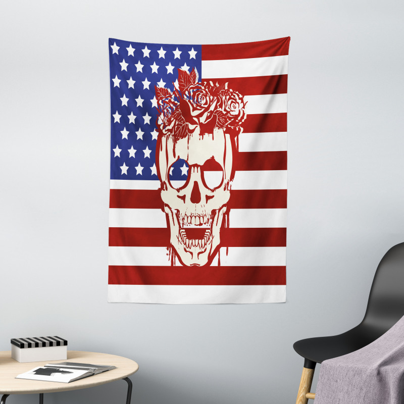 Skull Flowers Tapestry