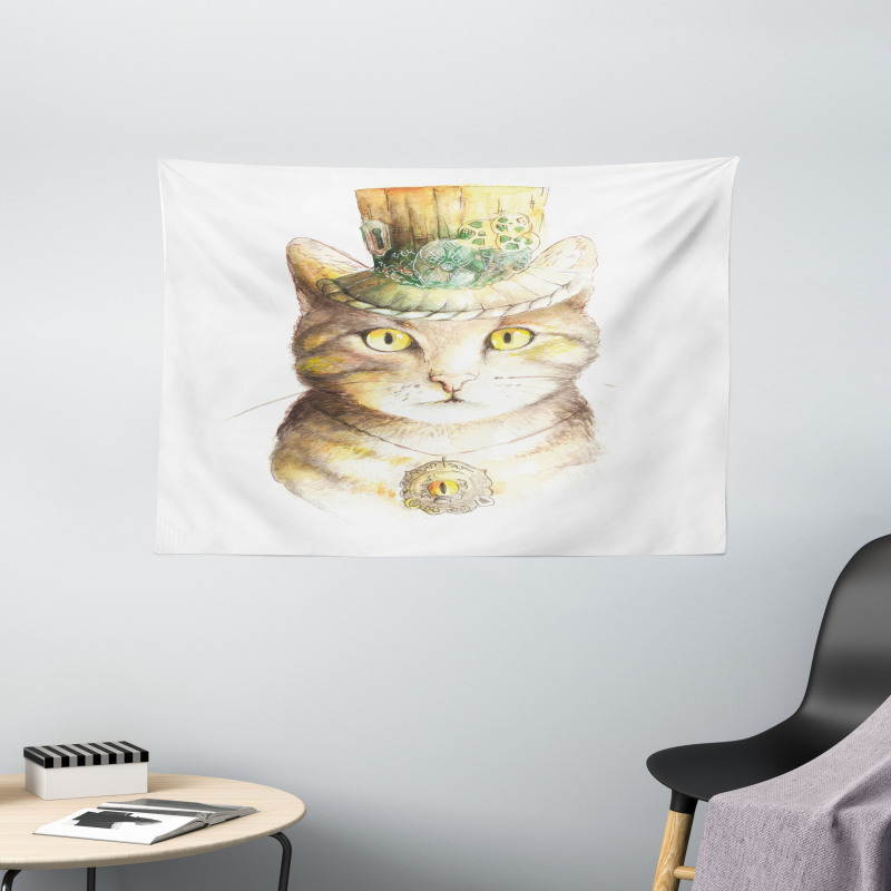 Watercolor Effect Animal Wide Tapestry