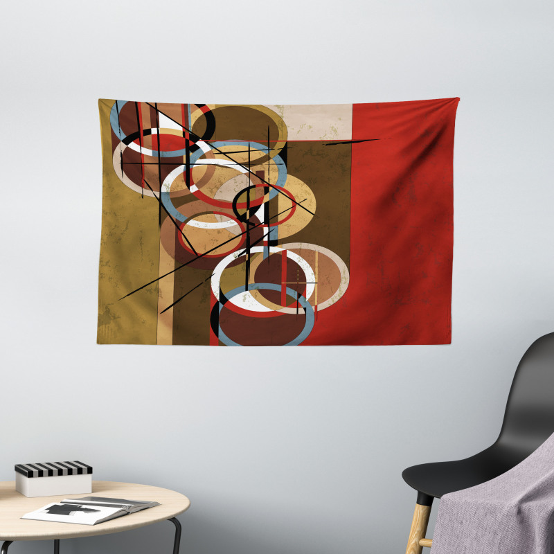 Retro Grunge Surreal Art Wide Tapestry