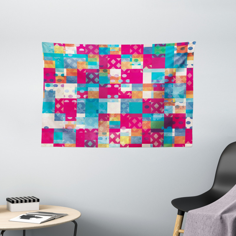 Vibrant Color Dots Wide Tapestry