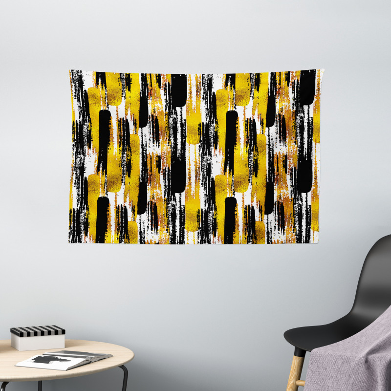 Grunge Art Brushstrokes Wide Tapestry