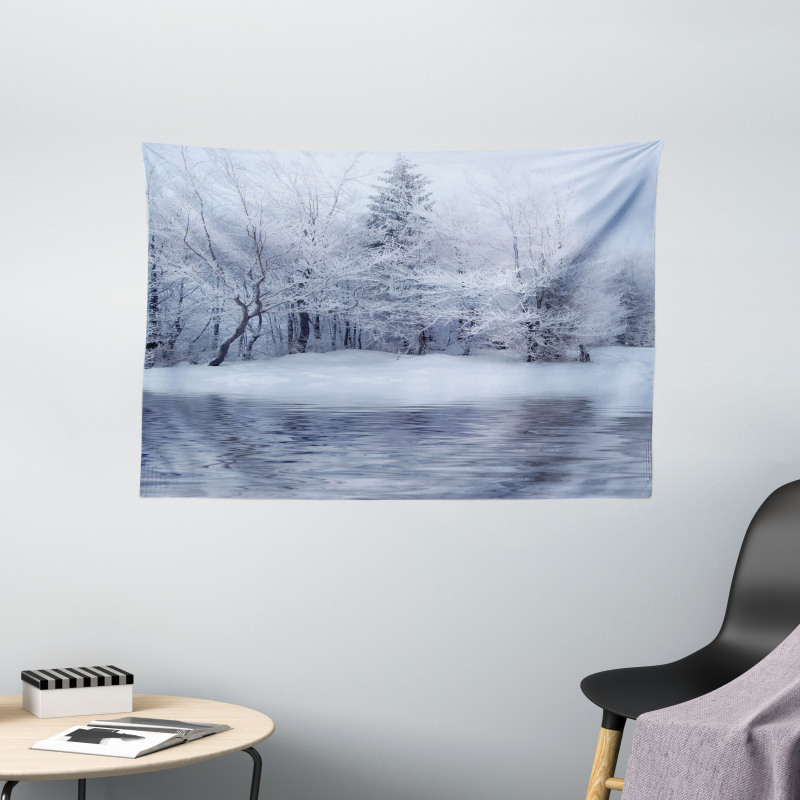 Winter Blizzard Forest Wide Tapestry