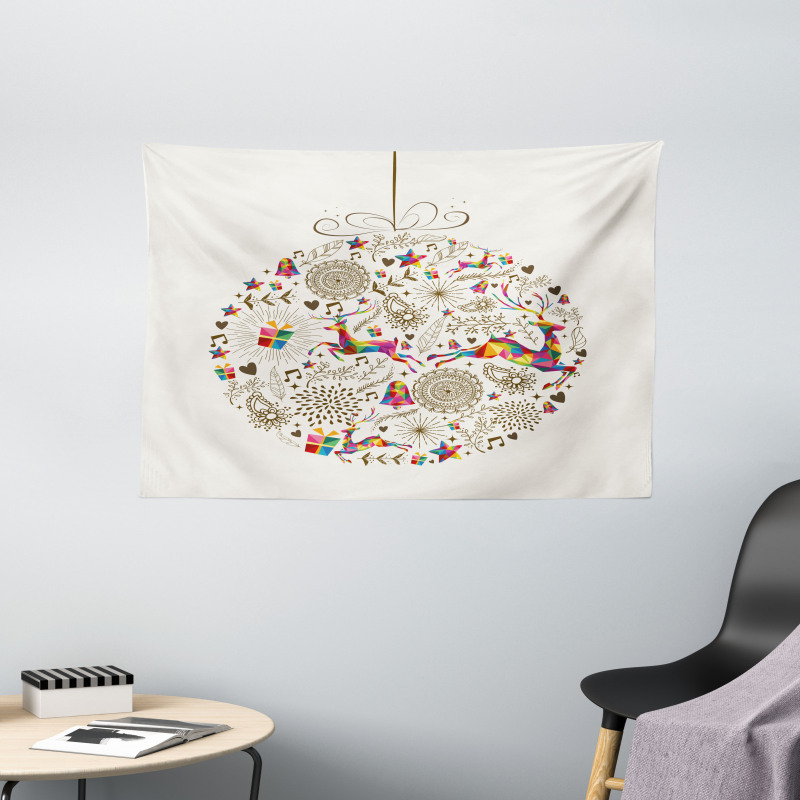 Polygon Deer as Ball Wide Tapestry