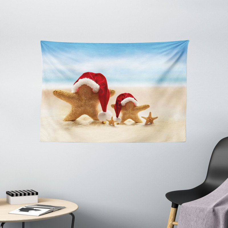 Santa Starfishes Wide Tapestry