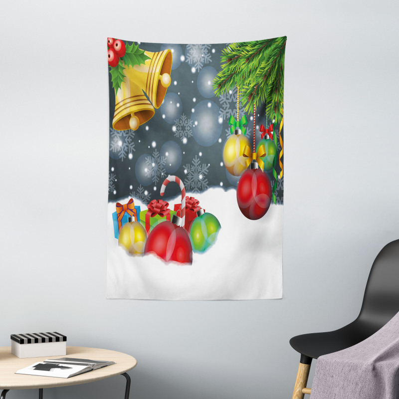 Vivid Noel Balls and Bell Tapestry