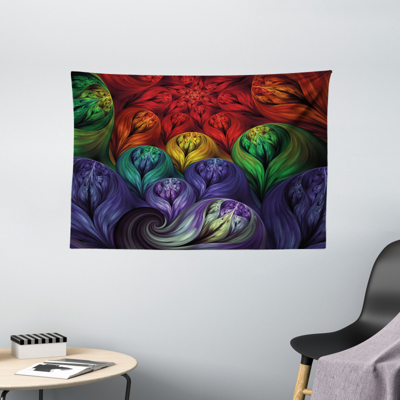 Surreal Colorful Forms Wide Tapestry