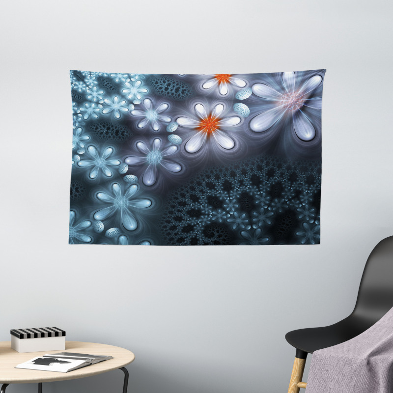 Vibrant Floral Pattern Wide Tapestry