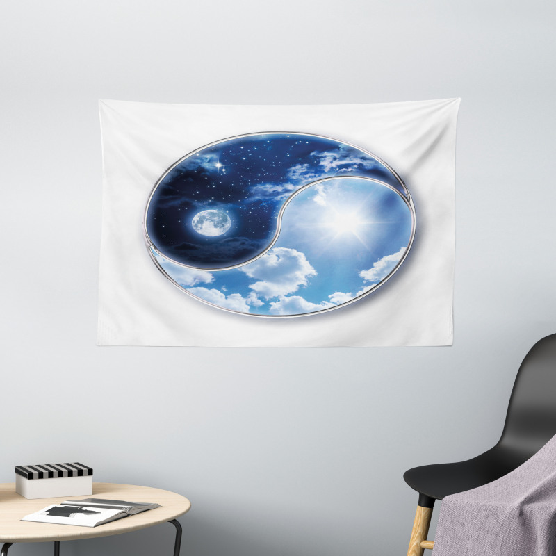 Moon and Sun Wide Tapestry