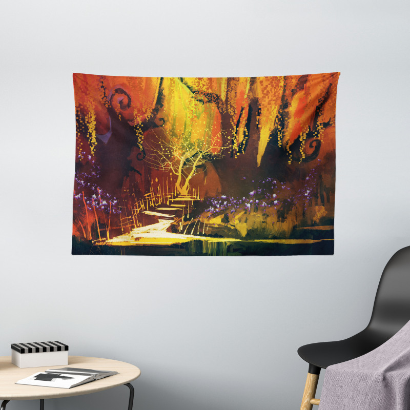 Imaginary Forest View Wide Tapestry