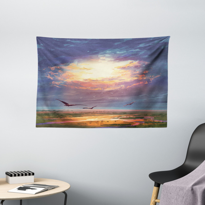 Beaming Sun Clouds Wide Tapestry