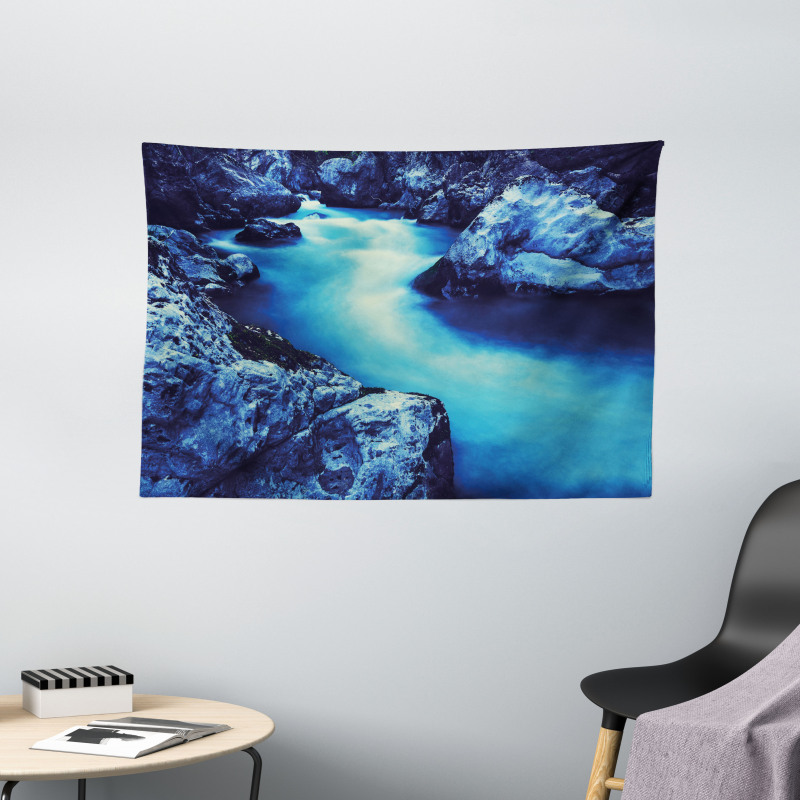 Frozen Lake in Winter Wide Tapestry