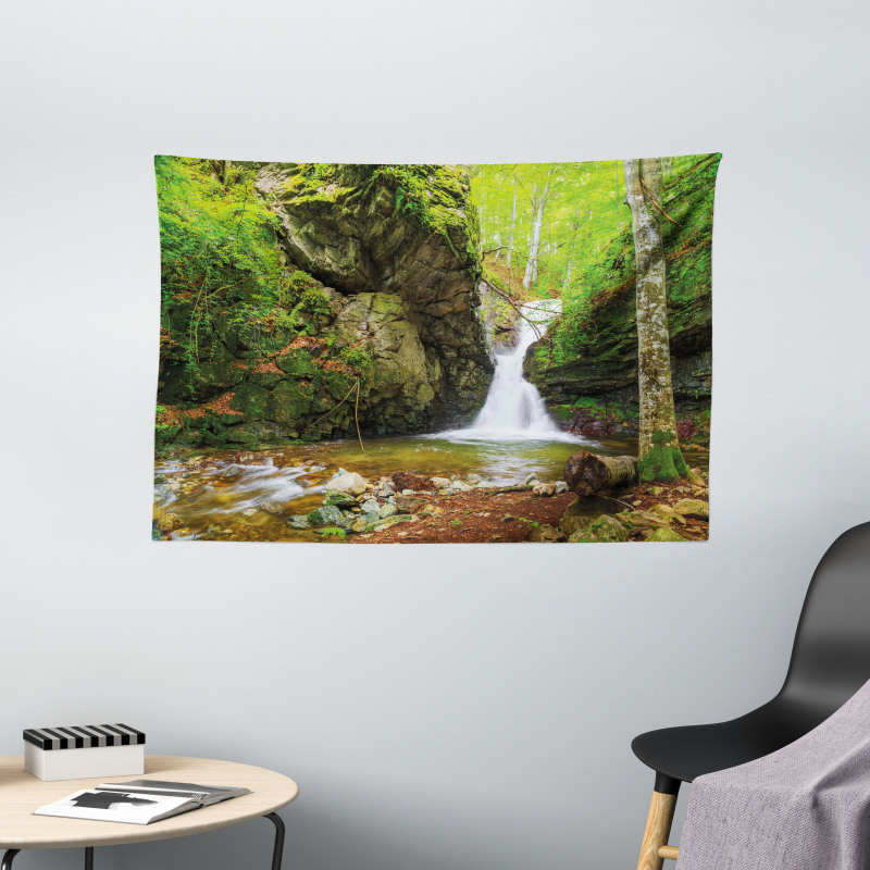 Spring Waterfall Nature Wide Tapestry