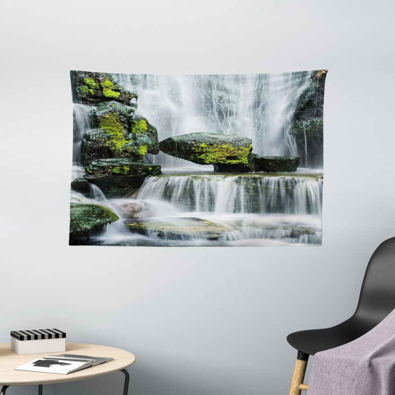 Waterfall with Rocks Wide Tapestry