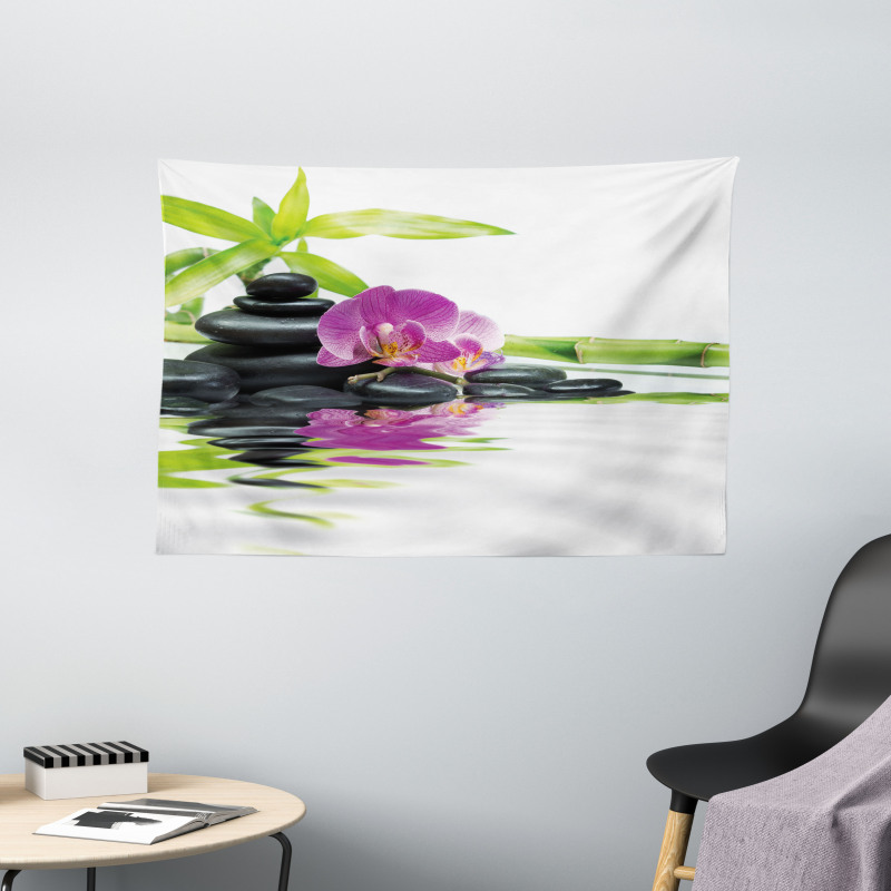Purple Orchid Bamboos Wide Tapestry