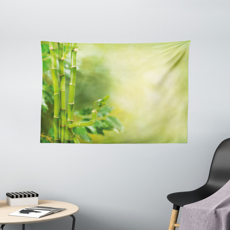 Bamboos Green Trees Wide Tapestry