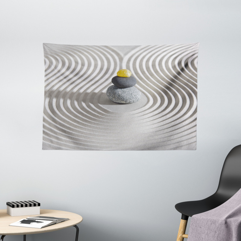 White Sand Hot Stone Waves Wide Tapestry