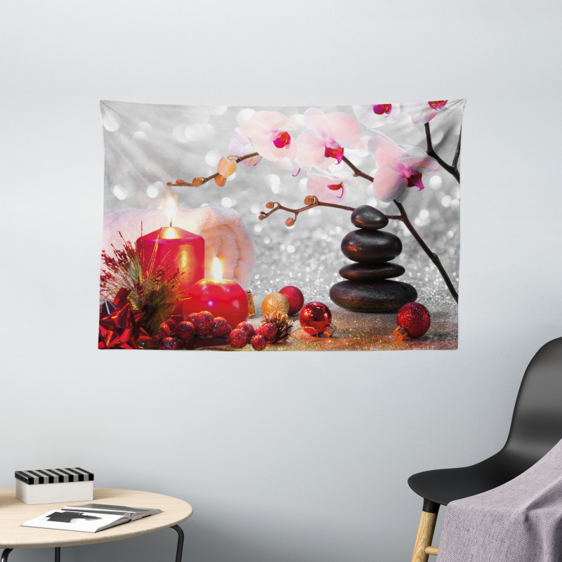 Winter Orchid Stone Wide Tapestry