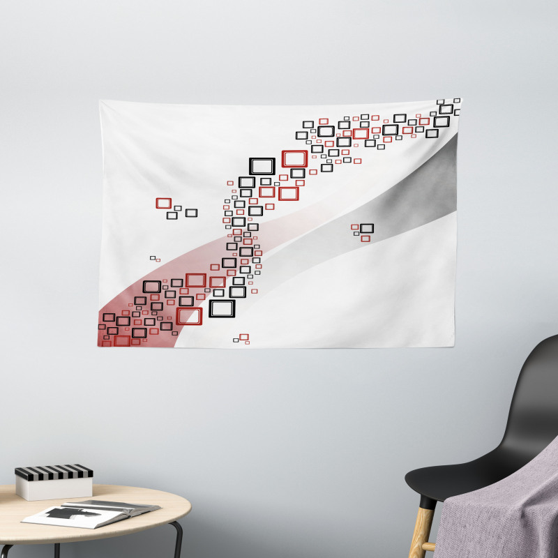 Square Wavy Shapes Wide Tapestry