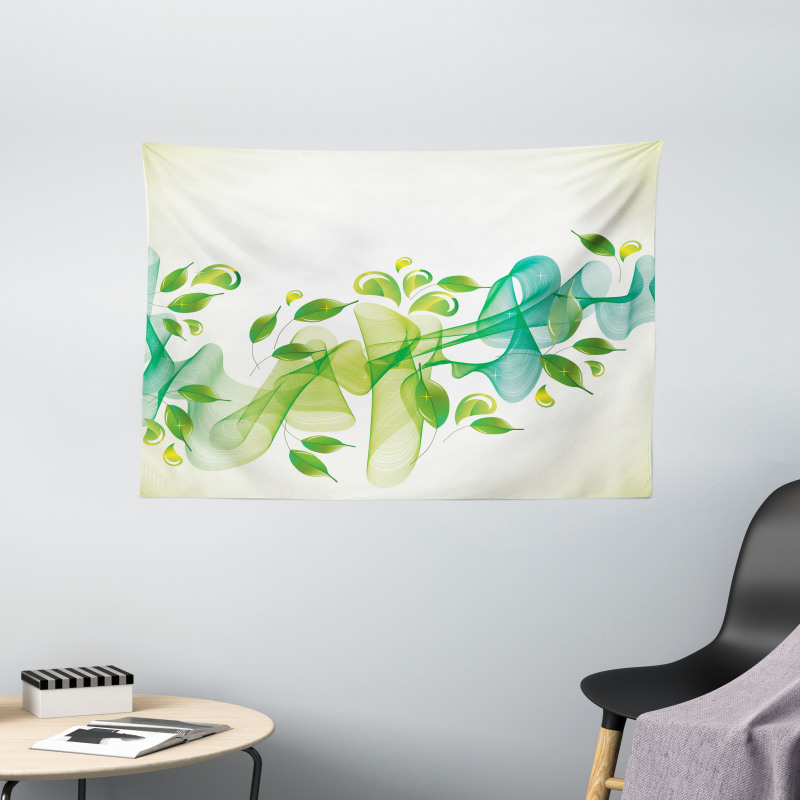 Abstract Floral Design Wide Tapestry