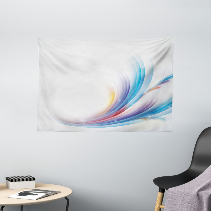 Rainbow Inspired Waves Wide Tapestry