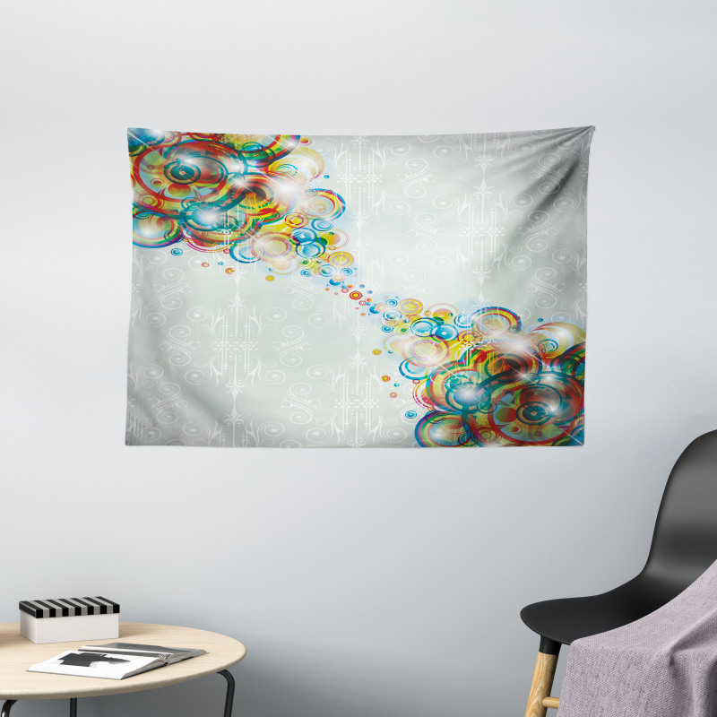 Modern Rainbow Waves Wide Tapestry