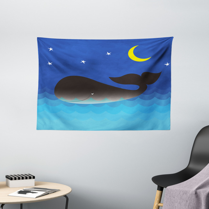 Whale in Ocean and Star Wide Tapestry