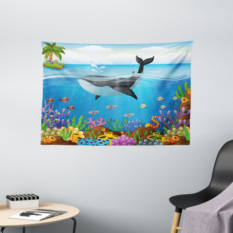 Whale in Ocean Planet Wide Tapestry