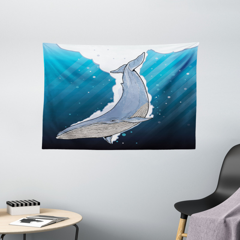 Ocean Whale Fish Swims Wide Tapestry