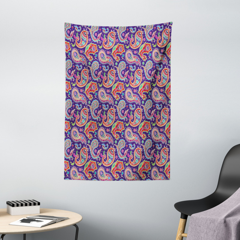 Retro Hippie Motives Tapestry