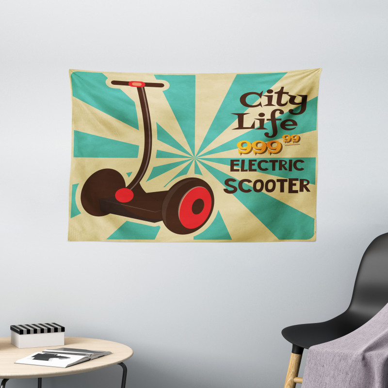Pop Art Scooter Retro Wide Tapestry