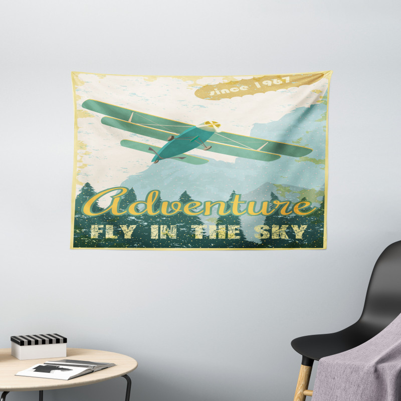 Adventure in Sky Plane Wide Tapestry