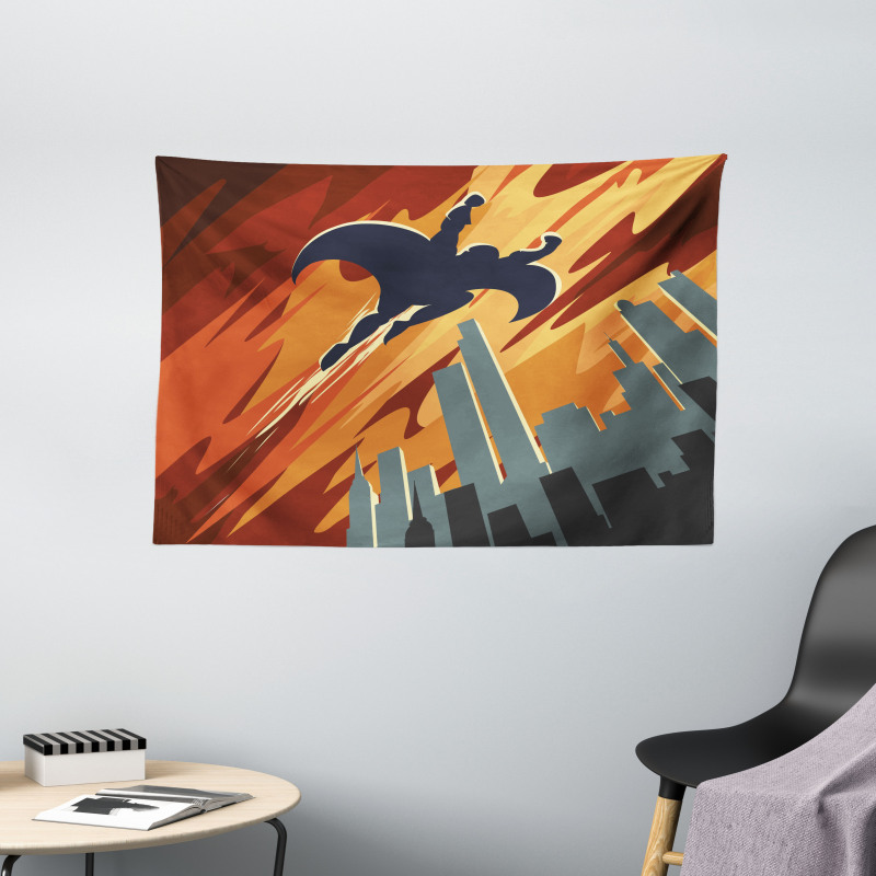 Flying Superhero Wide Tapestry