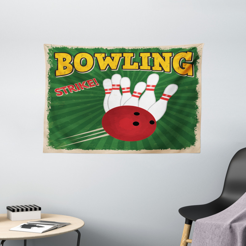 Bowling Strike Green Wide Tapestry