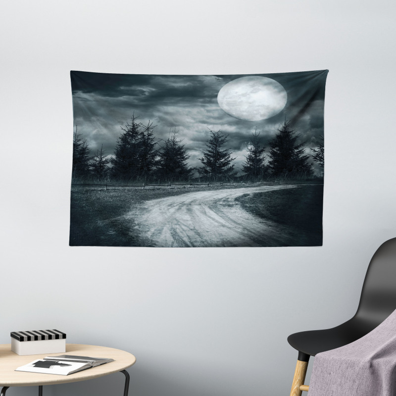 Moonrise Scenery Wide Tapestry