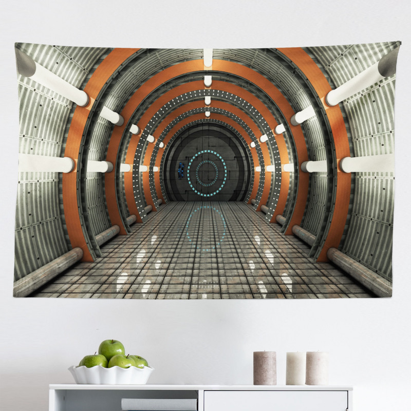 Uzay Mikrofiber Geniş Duvar Halısı Işıklı Turuncu Koridor