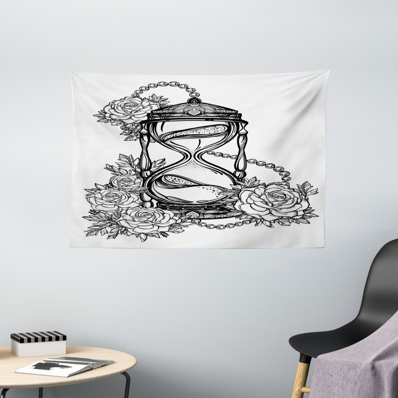 Sketch Style Hourglass Wide Tapestry