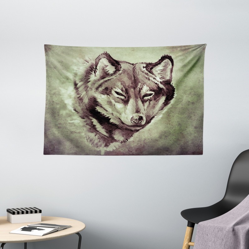 Winter Wild Wolf Forest Wide Tapestry