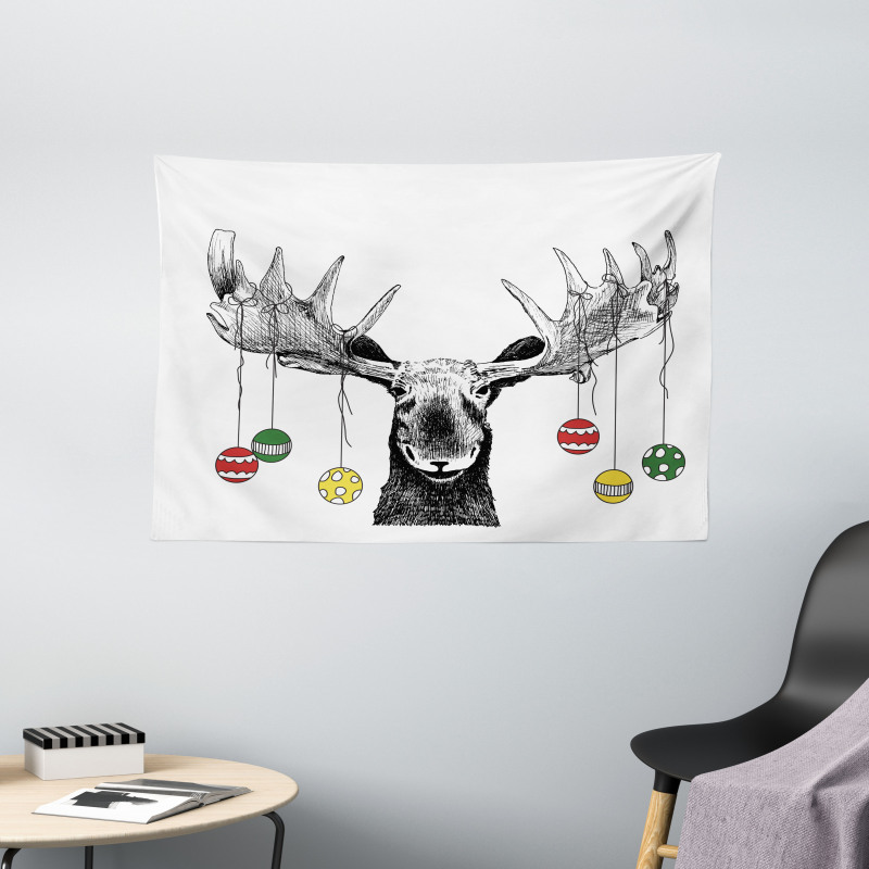 Sketchy Noel Ornament Wide Tapestry