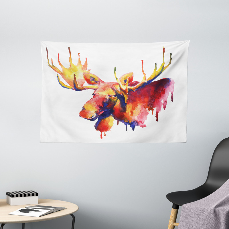 Psychedelic Watercolors Wide Tapestry