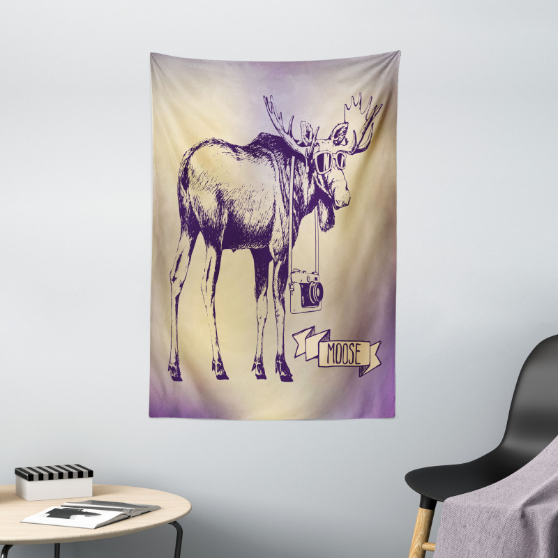 Hipster Deer with Camera Tapestry