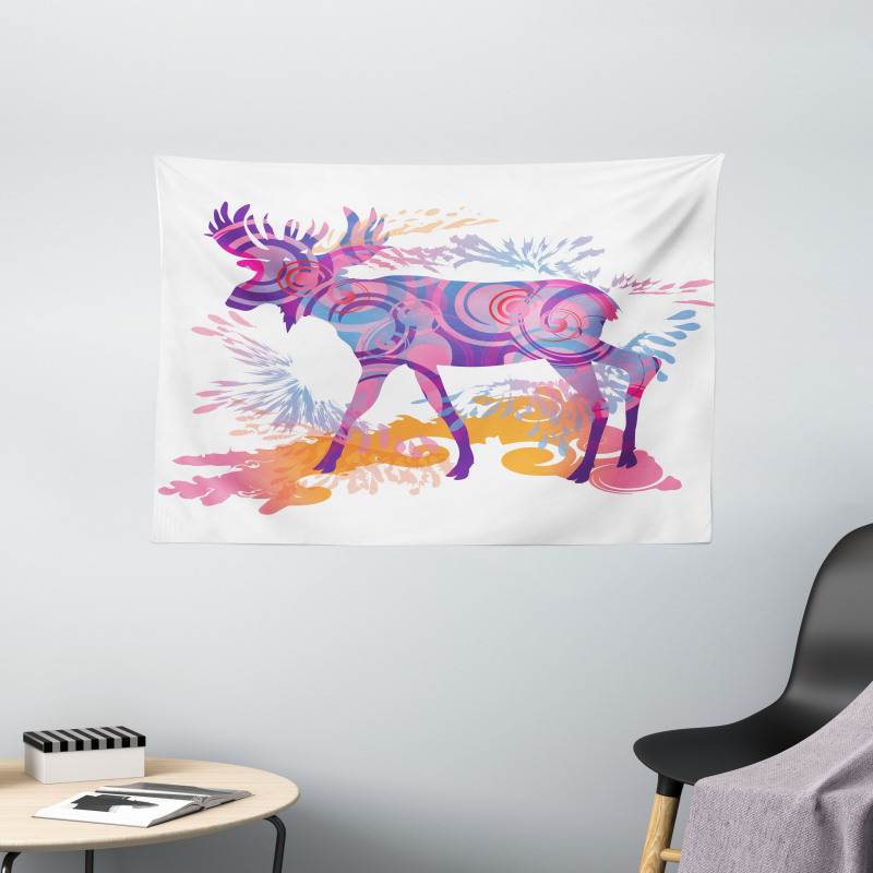 Trippy Vivid Deer Wide Tapestry