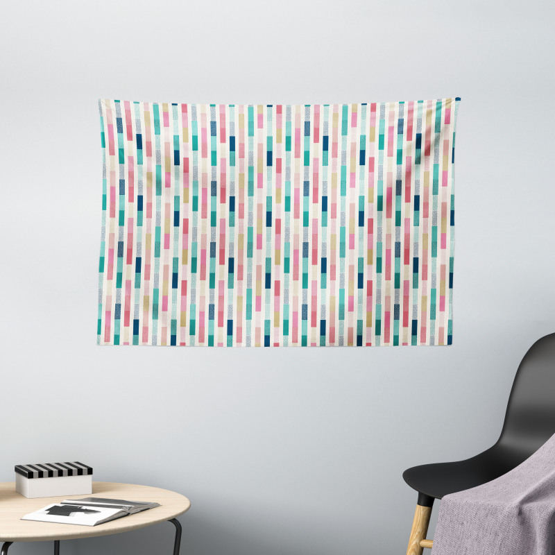 Dotted Bars in Colorful Style Wide Tapestry