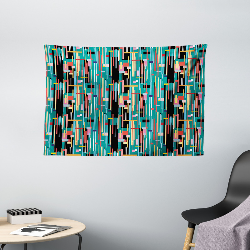 Quirky Modern Geometric Art Wide Tapestry