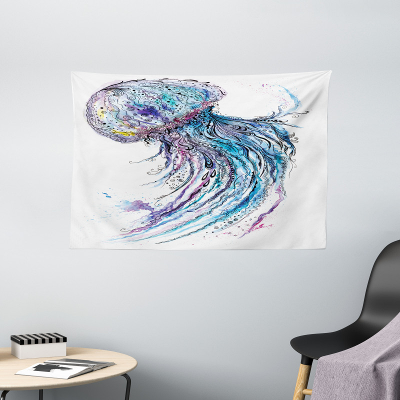 Aqua Colors Creative Wide Tapestry